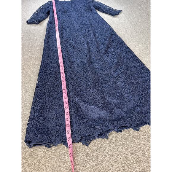 Jade Couture Formal Dress Lace Crochet Full Length Maxi Size 12 Petite - Picture 8 of 9